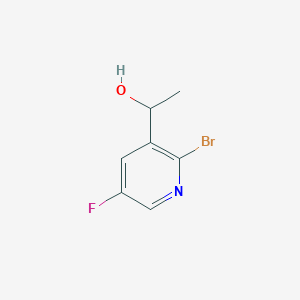 molecular formula C7H7BrFNO B13908212 1-(2-Bromo-5-fluoropyridin-3-yl)ethan-1-ol 