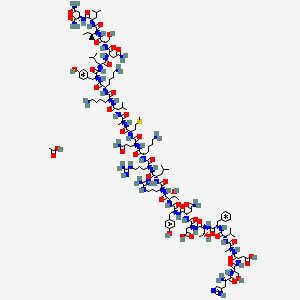 acetic acid;(3S)-4-[[(2S)-1-[[(2S)-1-[[(2S)-1-[[(2S,3R)-1-[[(2S)-1-[[(2S)-4-amino-1-[[(2S)-1-[[(2S,3R)-1-[[(2S)-1-[[(2S)-1-[[(2S)-1-[[(2S)-6-amino-1-[[(2S)-5-amino-1-[[(2S)-1-[[(2S)-1-[[(2S)-1-[[(2S)-6-amino-1-[[(2S)-6-amino-1-[[(2S)-1-[[(2S)-1-[[(2S)-4-amino-1-[[(2S)-1-[[(2S,3S)-1-[[(2S)-1-[[(2S)-1,4-diamino-1,4-dioxobutan-2-yl]amino]-4-methyl-1-oxopentan-2-yl]amino]-3-methyl-1-oxopentan-2-yl]amino]-3-hydroxy-1-oxopropan-2-yl]amino]-1,4-dioxobutan-2-yl]amino]-4-methyl-1-oxopentan-2-yl]amino]-3-(4-hydroxyphenyl)-1-oxopropan-2-yl]amino]-1-oxohexan-2-yl]amino]-1-oxohexan-2-yl]amino]-3-methyl-1-oxobutan-2-yl]amino]-1-oxopropan-2-yl]amino]-4-methylsulfanyl-1-oxobutan-2-yl]amino]-1,5-dioxopentan-2-yl]amino]-1-oxohexan-2-yl]amino]-5-carbamimidamido-1-oxopentan-2-yl]amino]-4-methyl-1-oxopentan-2-yl]amino]-5-carbamimidamido-1-oxopentan-2-yl]amino]-3-hydroxy-1-oxobutan-2-yl]amino]-3-(4-hydroxyphenyl)-1-oxopropan-2-yl]amino]-1,4-dioxobutan-2-yl]amino]-3-carboxy-1-oxopropan-2-yl]amino]-3-hydroxy-1-oxobutan-2-yl]amino]-1-oxo-3-phenylpropan-2-yl]amino]-3-methyl-1-oxobutan-2-yl]amino]-1-oxopropan-2-yl]amino]-3-[[(2S)-2-[[(2S)-2-amino-3-(1H-imidazol-5-yl)propanoyl]amino]-3-hydroxypropanoyl]amino]-4-oxobutanoic acid