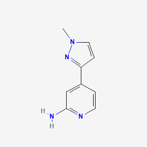 molecular formula C9H10N4 B13908404 4-(1-methyl-1H-pyrazol-3-yl)pyridin-2-amine 