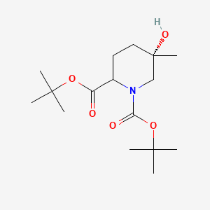 molecular formula C16H29NO5 B13908485 ditert-butyl (5S)-5-hydroxy-5-methylpiperidine-1,2-dicarboxylate 