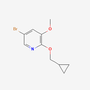 molecular formula C10H12BrNO2 B13908504 5-Bromo-2-(cyclopropylmethoxy)-3-methoxypyridine 