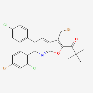 1-(6-(4-Bromo-2-chlorophenyl)-3-(bromomethyl)-5-(4-chlorophenyl)furo[2,3-b]pyridin-2-yl)-2,2-dimethylpropan-1-one