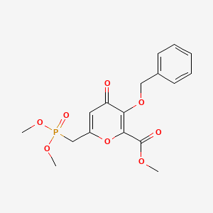 molecular formula C17H19O8P B13908706 methyl 3-(benzyloxy)-6-((dimethoxyphosphoryl)methyl)-4-oxo-4H-pyran-2-carboxylate 