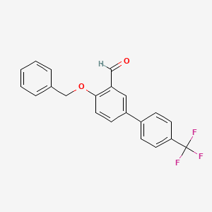 molecular formula C21H15F3O2 B13908709 4-(Benzyloxy)-4'-(trifluoromethyl)[1,1'-biphenyl]-3-carbaldehyde 