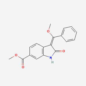 molecular formula C18H15NO4 B1390873 (E)-甲基-3-(甲氧基(苯基)亚甲基)-2-氧代吲哚啉-6-羧酸酯 CAS No. 1168150-46-6