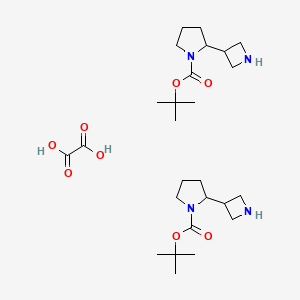 molecular formula C26H46N4O8 B13908797 Tert-butyl 2-(azetidin-3-yl)pyrrolidine-1-carboxylate;hemi(oxalic acid) 