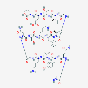 molecular formula C83H134N20O24 B13908878 (2S)-2-[[(2S)-2-[[(2S,3R)-2-[[(2S,3S)-2-[[2-[[(2S,3S)-2-[[(2S)-2-[[(2S)-6-amino-2-[[(2S)-2-[[(2S)-4-amino-2-[[(2S)-2-[[(2S)-6-amino-2-[[(2S,3S)-2-[[(2S)-2-[[(2S)-5-amino-2-[[(2S)-2-aminopropanoyl]amino]-5-oxopentanoyl]amino]-3-(4-hydroxyphenyl)propanoyl]amino]-3-methylpentanoyl]amino]hexanoyl]amino]propanoyl]amino]-4-oxobutanoyl]amino]-3-hydroxypropanoyl]amino]hexanoyl]amino]-3-phenylpropanoyl]amino]-3-methylpentanoyl]amino]acetyl]amino]-3-methylpentanoyl]amino]-3-hydroxybutanoyl]amino]-4-carboxybutanoyl]amino]-4-methylpentanoic acid CAS No. 410527-75-2