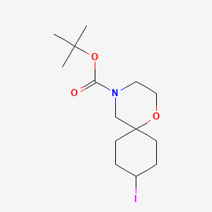 molecular formula C14H24INO3 B13908896 1,1-Dimethylethyl 9-iodo-1-oxa-4-azaspiro[5.5]undecane-4-carboxylate 