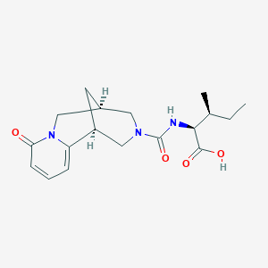 molecular formula C18H25N3O4 B1390898 N-{[(1S,5R)-8-oxo-1,5,6,8-tetrahydro-2H-1,5-methanopyrido[1,2-a][1,5]diazocin-3(4H)-yl]carbonyl}-L-isoleucine CAS No. 1099535-99-5