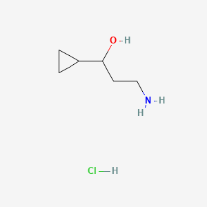 molecular formula C6H14ClNO B13909064 3-Amino-1-cyclopropyl-propan-1-ol;hydrochloride 