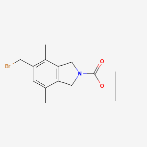 molecular formula C16H22BrNO2 B13909083 Tert-butyl 5-(bromomethyl)-4,7-dimethyl-1,3-dihydroisoindole-2-carboxylate 