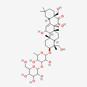 (4aS,6R,6aS,6bR,8aR,9R,10S,12aS,13R,14bS)-10-[3,5-dihydroxy-6-methyl-4-[3,4,5-trihydroxy-6-(hydroxymethyl)oxan-2-yl]oxyoxan-2-yl]oxy-6,13-dihydroxy-4a,9-bis(hydroxymethyl)-2,2,6a,6b,9,12a-hexamethyl-3,4,6,6a,7,8,8a,10,11,12,13,14b-dodecahydro-1H-picen-5-one