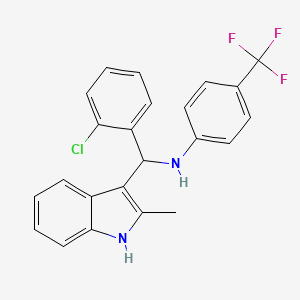 molecular formula C23H18ClF3N2 B13909184 N-[(2-chlorophenyl)-(2-methyl-1H-indol-3-yl)methyl]-4-(trifluoromethyl)aniline 