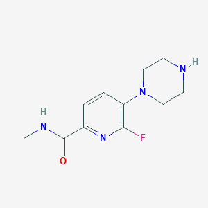 molecular formula C11H15FN4O B13909260 6-fluoro-N-methyl-5-(piperazin-1-yl)picolinamide 