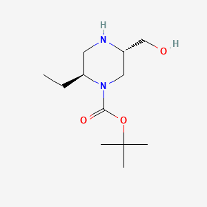 molecular formula C12H24N2O3 B13909353 Tert-butyl (2S,5S)-2-ethyl-5-(hydroxymethyl)piperazine-1-carboxylate 