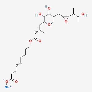 molecular formula C26H41NaO9 B13909521 Sodium;9-[4-[3,4-dihydroxy-5-[[3-(3-hydroxybutan-2-yl)oxiran-2-yl]methyl]oxan-2-yl]-3-methylbut-2-enoyl]oxynon-4-enoate 