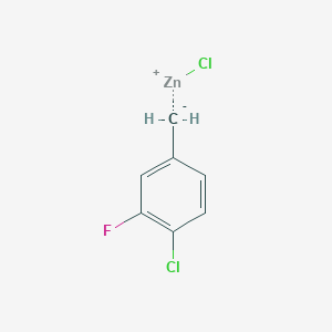 molecular formula C7H5Cl2FZn B13909630 4-Chloro-3-fluorobenzylzinc chloride 