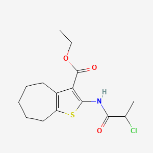 molecular formula C15H20ClNO3S B1390976 Ethyl 2-[(2-chloropropanoyl)amino]-5,6,7,8-tetrahydro-4H-cyclohepta[b]thiophene-3-carboxylate CAS No. 1092289-44-5