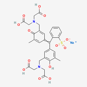 sodium (E)-2-((3-((bis(carboxymethyl)amino)methyl)-4-hydroxy-5-methylphenyl)(3-((bis(carboxymethyl)amino)methyl)-5-methyl-4-oxocyclohexa-2,5-dienylidene)methyl)benzenesulfonate