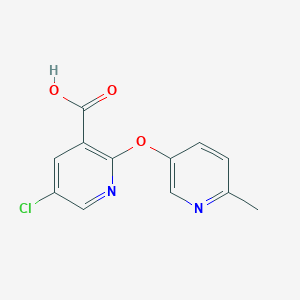 molecular formula C12H9ClN2O3 B1390980 5-Chloro-2-[(6-methylpyridin-3-yl)oxy]pyridine-3-carboxylic acid CAS No. 1189749-70-9