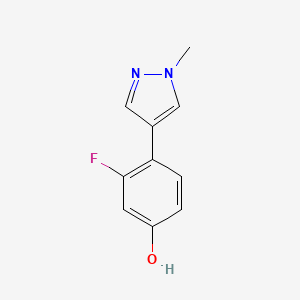 molecular formula C10H9FN2O B13909820 3-Fluoro-4-(1-methyl-1H-pyrazol-4-yl)phenol 