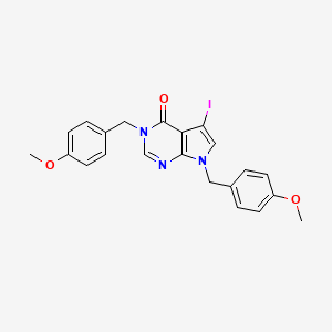 molecular formula C22H20IN3O3 B13909845 5-Iodo-3,7-bis[(4-methoxyphenyl)methyl]pyrrolo[2,3-d]pyrimidin-4-one 