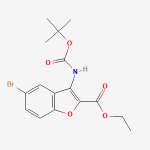 molecular formula C16H18BrNO5 B1390986 5-溴-3-[(叔丁氧羰基)氨基]-1-苯并呋喃-2-甲酸乙酯 CAS No. 1160474-41-8