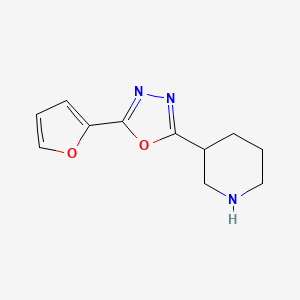 molecular formula C11H13N3O2 B1390998 2-(呋喃-2-基)-5-(哌啶-3-基)-1,3,4-恶二唑 CAS No. 1105189-75-0