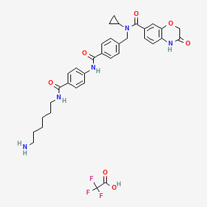 N-[[4-[[4-(6-aminohexylcarbamoyl)phenyl]carbamoyl]phenyl]methyl]-N-cyclopropyl-3-oxo-4H-1,4-benzoxazine-7-carboxamide;2,2,2-trifluoroacetic acid