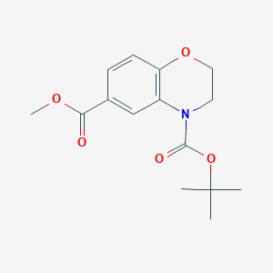 molecular formula C15H19NO5 B1391007 4-(tert-butyl) 6-methyl 2,3-dihydro-4H-1,4-benzoxazine-4,6-dicarboxylate CAS No. 648449-53-0
