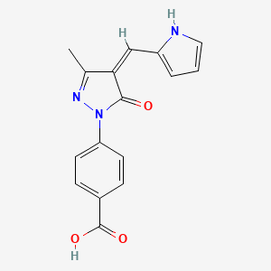 molecular formula C16H13N3O3 B13910147 4-[(4Z)-3-methyl-5-oxo-4-(1H-pyrrol-2-ylmethylidene)pyrazol-1-yl]benzoic acid 