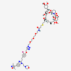 3-[3-[(1R,9S,13R,14S,17R,18Z,21S,24R,25S,27R)-1,14-dihydroxy-12-[(E)-1-[(1R,3R,4R)-4-hydroxy-3-methoxycyclohexyl]prop-1-en-2-yl]-23,25-dimethoxy-13,19,21,27-tetramethyl-2,3,10,16-tetraoxo-11,28-dioxa-4-azatricyclo[22.3.1.04,9]octacos-18-en-17-yl]propylsulfanyl]-N-[2-[2-[2-[2-[4-[[4-[2-[5-(3,5-dimethyl-1,2-oxazol-4-yl)-1-(2-morpholin-4-ylethyl)benzimidazol-2-yl]ethyl]-2-fluorophenoxy]methyl]triazol-1-yl]ethoxy]ethoxy]ethoxy]ethyl]propanamide