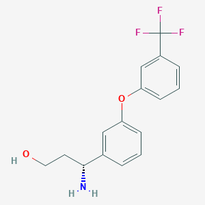 molecular formula C16H16F3NO2 B13910385 (3R)-3-amino-3-[3-[3-(trifluoromethyl)phenoxy]phenyl]propan-1-ol 