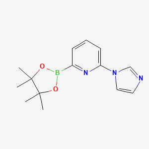 molecular formula C14H18BN3O2 B1391047 2-(1H-Imidazol-1-yl)-6-(4,4,5,5-tetramethyl-1,3,2-dioxaborolan-2-yl)pyridine CAS No. 1163706-77-1