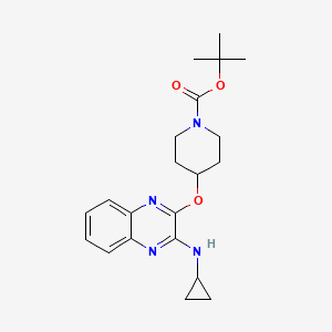 molecular formula C21H28N4O3 B1391048 叔丁基 4-((3-(环丙氨基)喹喔啉-2-基)氧基)哌啶-1-甲酸酯 CAS No. 1185318-18-6