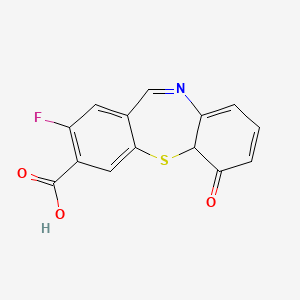 molecular formula C14H8FNO3S B13910527 8-fluoro-1-oxo-11aH-benzo[b][1,4]benzothiazepine-9-carboxylic acid 