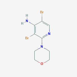 molecular formula C9H11Br2N3O B13910670 3,5-Dibromo-2-morpholinopyridin-4-amine 