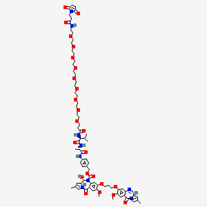 [4-[[(2S)-2-[[(2S)-2-[3-[2-[2-[2-[2-[2-[2-[2-[2-[2-[3-(2,5-dioxopyrrol-1-yl)propanoylamino]ethoxy]ethoxy]ethoxy]ethoxy]ethoxy]ethoxy]ethoxy]ethoxy]ethoxy]propanoylamino]-3-methylbutanoyl]amino]propanoyl]amino]phenyl]methyl (6S,6aS)-3-[3-[[(6aS)-2-methoxy-8-methyl-11-oxo-6a,7-dihydropyrrolo[2,1-c][1,4]benzodiazepin-3-yl]oxy]propoxy]-6-hydroxy-2-methoxy-8-methyl-11-oxo-6a,7-dihydro-6H-pyrrolo[2,1-c][1,4]benzodiazepine-5-carboxylate