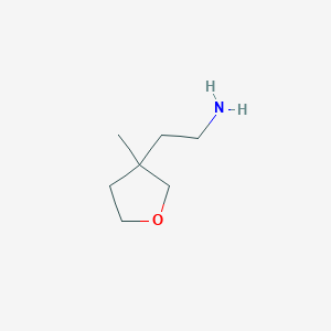 molecular formula C7H15NO B13910973 2-(3-Methyloxolan-3-yl)ethan-1-amine 