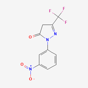 molecular formula C10H6F3N3O3 B13910979 2-(3-nitrophenyl)-5-(trifluoromethyl)-4H-pyrazol-3-one 