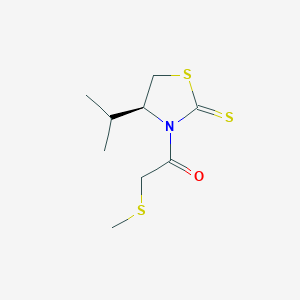 molecular formula C9H15NOS3 B13911108 2-methylsulfanyl-1-[(4S)-4-propan-2-yl-2-sulfanylidene-1,3-thiazolidin-3-yl]ethanone 