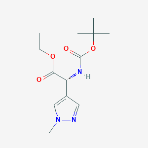 molecular formula C13H21N3O4 B13911307 ethyl (2R)-2-(tert-butoxycarbonylamino)-2-(1-methylpyrazol-4-yl)acetate 