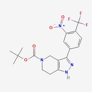 molecular formula C18H19F3N4O4 B13911308 tert-butyl 3-[3-nitro-4-(trifluoromethyl)phenyl]-1,4,6,7-tetrahydropyrazolo[4,3-c]pyridine-5-carboxylate 