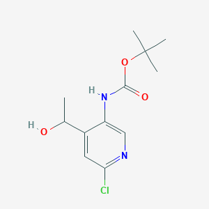 molecular formula C12H17ClN2O3 B13911510 Tert-butyl (6-chloro-4-(1-hydroxyethyl)pyridin-3-yl)carbamate 