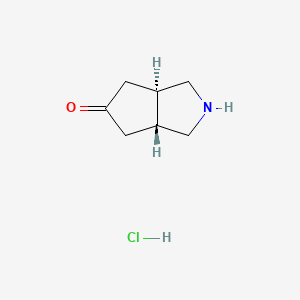 molecular formula C7H12ClNO B13911539 trans-2,3,3a,4,6,6a-hexahydro-1H-cyclopenta[c]pyrrol-5-one;hydrochloride 