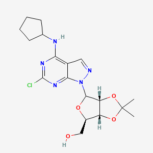 molecular formula C18H24ClN5O4 B13911574 [(3aR,6R,6aR)-4-[6-chloro-4-(cyclopentylamino)pyrazolo[3,4-d]pyrimidin-1-yl]-2,2-dimethyl-3a,4,6,6a-tetrahydrofuro[3,4-d][1,3]dioxol-6-yl]methanol 