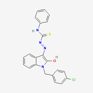 (2Z)-2-[1-(4-chlorobenzyl)-2-oxo-1,2-dihydro-3H-indol-3-ylidene]-N-phenylhydrazinecarbothioamide