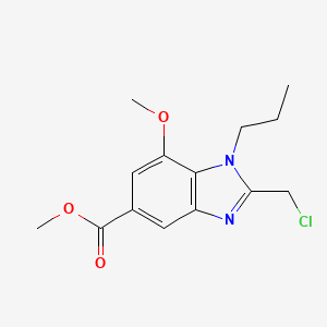 molecular formula C14H17ClN2O3 B13911662 Methyl 2-(chloromethyl)-7-methoxy-1-propylbenzimidazole-5-carboxylate 