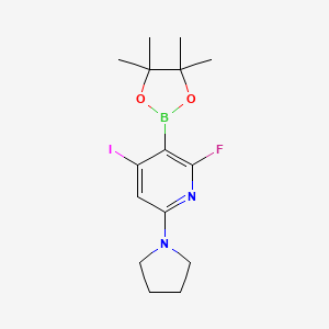 molecular formula C15H21BFIN2O2 B1391168 2-氟-4-碘-6-(吡咯烷-1-基)-3-(4,4,5,5-四甲基-1,3,2-二氧杂硼环丁烷-2-基)吡啶 CAS No. 1309980-57-1