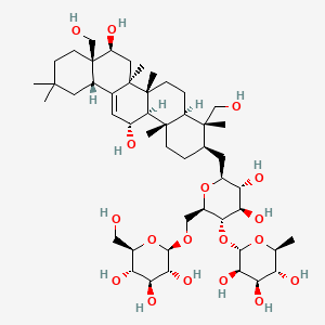 molecular formula C49H82O18 B13911690 (2S,3R,4R,5R,6S)-2-[(2R,3S,4R,5R,6S)-6-[[(3R,4R,4aR,6aR,6bS,8S,8aS,12aS,14R,14aR,14bS)-8,14-dihydroxy-4,8a-bis(hydroxymethyl)-4,6a,6b,11,11,14b-hexamethyl-1,2,3,4a,5,6,7,8,9,10,12,12a,14,14a-tetradecahydropicen-3-yl]methyl]-4,5-dihydroxy-2-[[(2R,3R,4S,5S,6R)-3,4,5-trihydroxy-6-(hydroxymethyl)oxan-2-yl]oxymethyl]oxan-3-yl]oxy-6-methyloxane-3,4,5-triol 